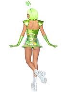 Extraterrestrial, top and skirt costume, iridescent fabric, eye print
